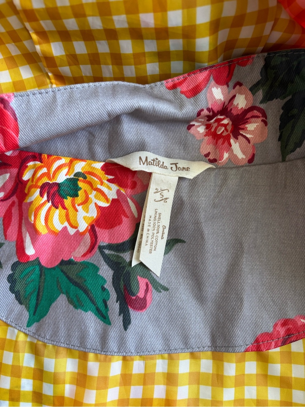 Matilda Jane Floral Rain Coat with Yellow Gingham Lining - Picture 8 of 9